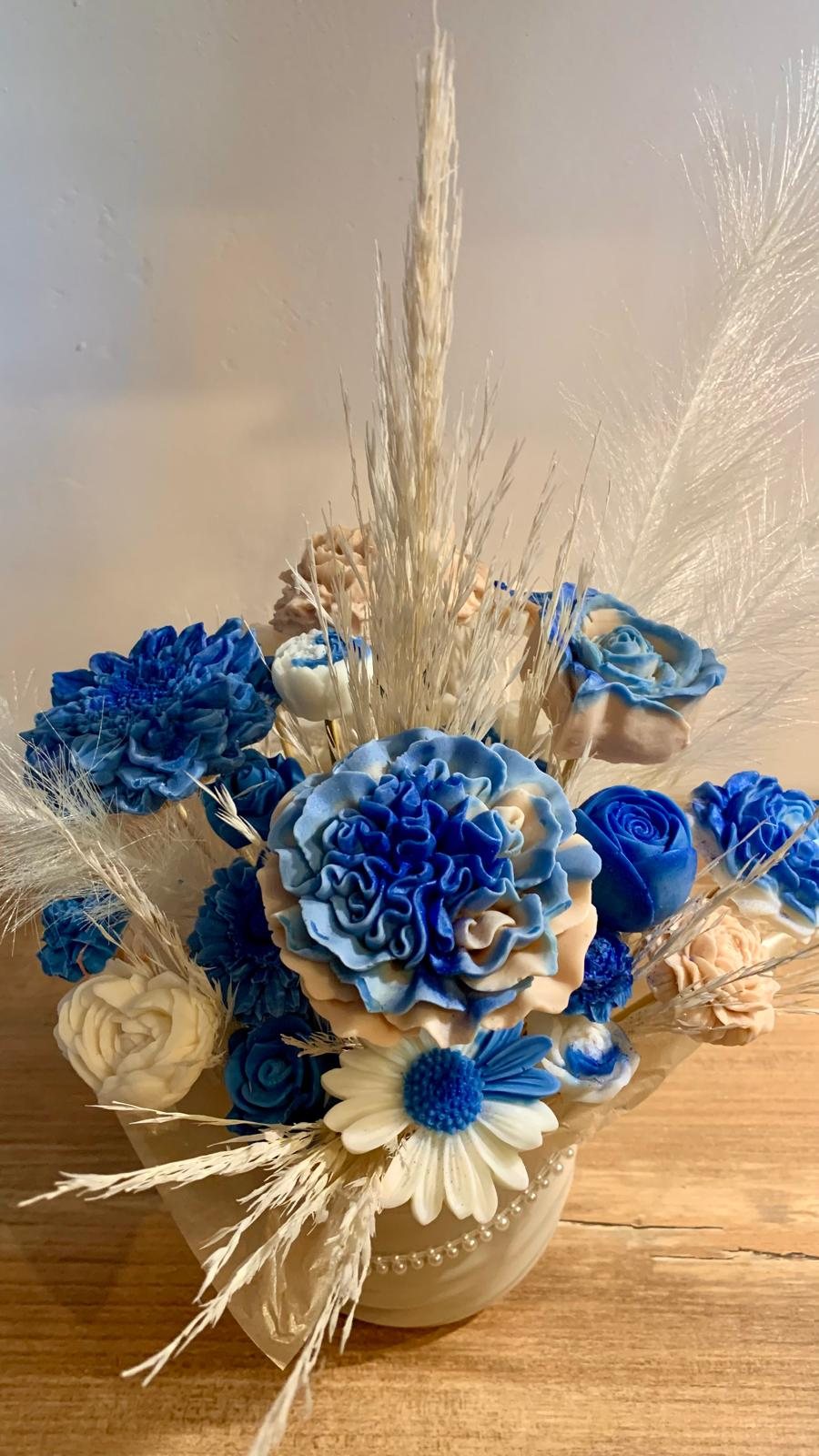 Bouquet bleu et pampa